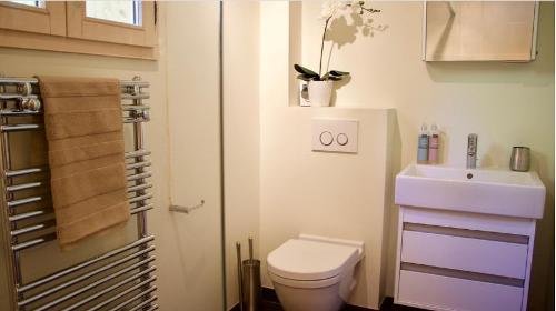 Сдается в аренду роскошное шале LA PETITE CACHÉE в деревне Мерибель, во французских Альпах Недвижимость Savoie (Франция)  Затем есть еще две ванные комнаты с большим душем, раковиной и туалетом